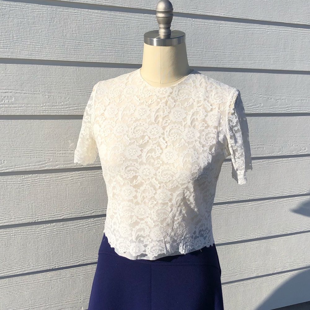 Susan gale vintage white lace blouse